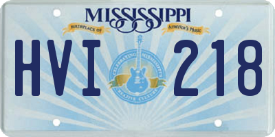 MS license plate HVI218
