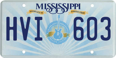 MS license plate HVI603