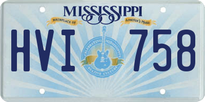 MS license plate HVI758
