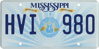 MS license plate HVI980