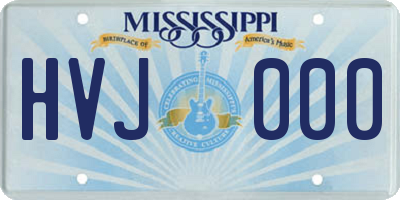 MS license plate HVJ000