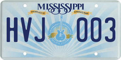 MS license plate HVJ003