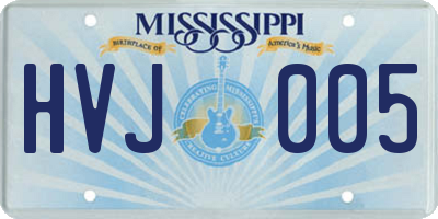 MS license plate HVJ005