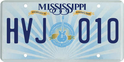 MS license plate HVJ010