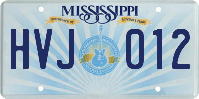 MS license plate HVJ012
