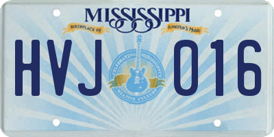 MS license plate HVJ016