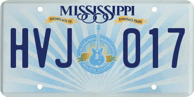 MS license plate HVJ017