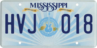 MS license plate HVJ018