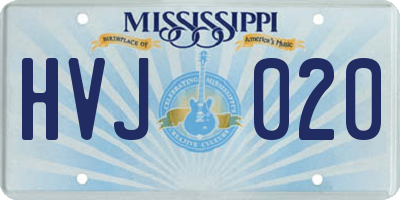 MS license plate HVJ020