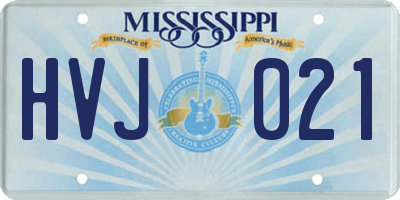 MS license plate HVJ021