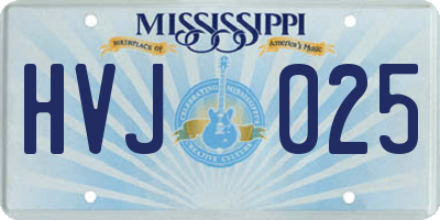 MS license plate HVJ025