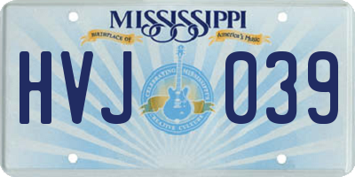 MS license plate HVJ039