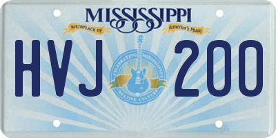 MS license plate HVJ200