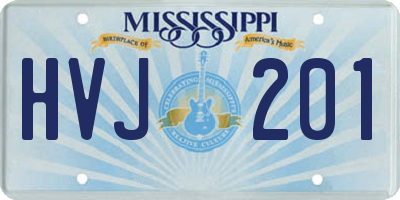 MS license plate HVJ201