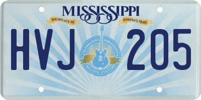MS license plate HVJ205