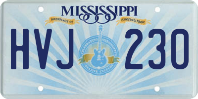 MS license plate HVJ230