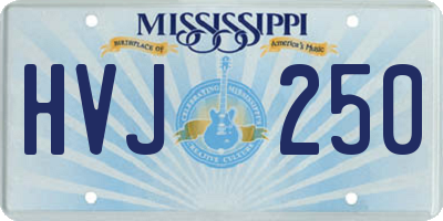 MS license plate HVJ250