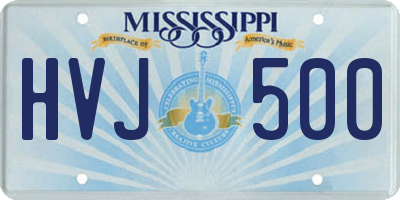 MS license plate HVJ500
