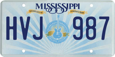 MS license plate HVJ987