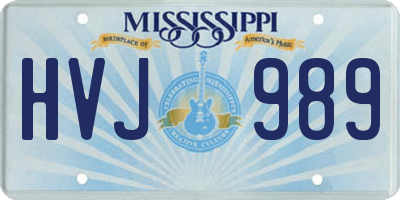 MS license plate HVJ989