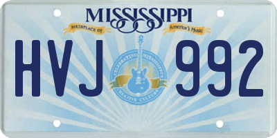 MS license plate HVJ992