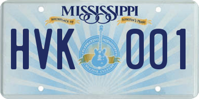MS license plate HVK001