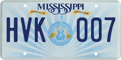 MS license plate HVK007