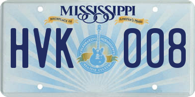 MS license plate HVK008
