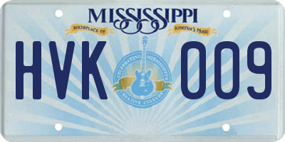 MS license plate HVK009