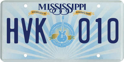 MS license plate HVK010