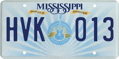 MS license plate HVK013
