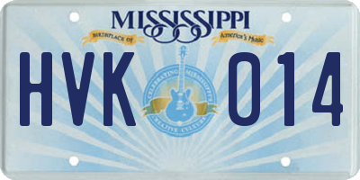 MS license plate HVK014