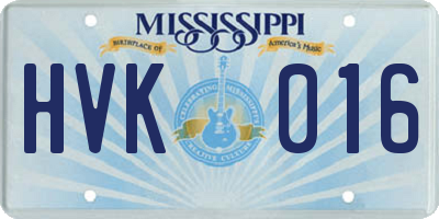 MS license plate HVK016