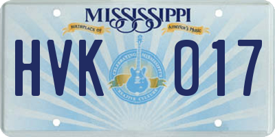 MS license plate HVK017