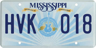 MS license plate HVK018
