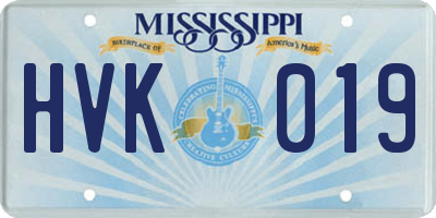 MS license plate HVK019