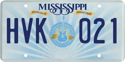 MS license plate HVK021