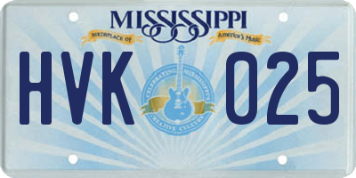MS license plate HVK025