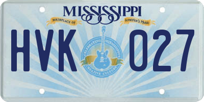 MS license plate HVK027