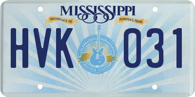 MS license plate HVK031