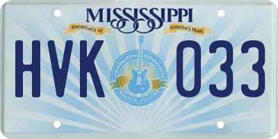 MS license plate HVK033