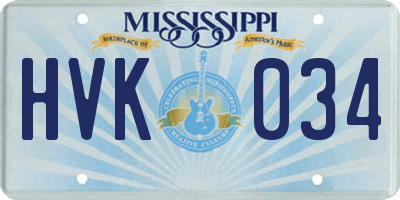 MS license plate HVK034