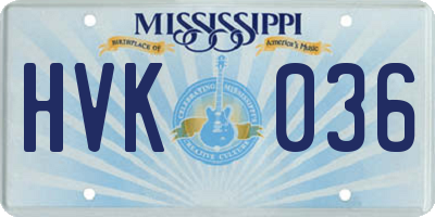 MS license plate HVK036