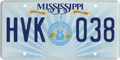 MS license plate HVK038