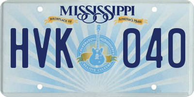 MS license plate HVK040