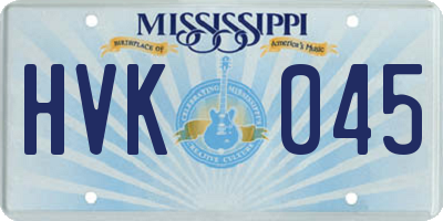 MS license plate HVK045
