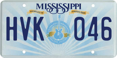 MS license plate HVK046