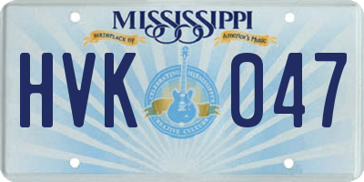 MS license plate HVK047