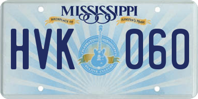 MS license plate HVK060