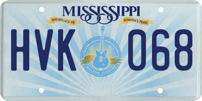 MS license plate HVK068